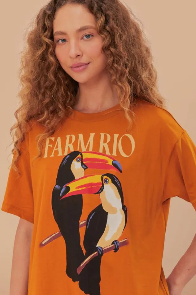 Brown Farm Rio Toucan Organic Cotton Relaxed TShirt Women FARM Rio Tshirts