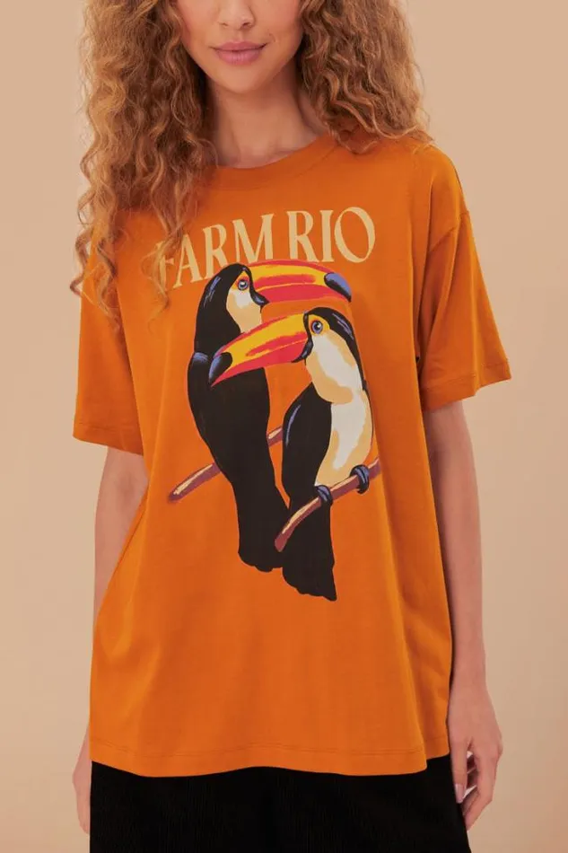 Brown Farm Rio Toucan Organic Cotton Relaxed TShirt Women FARM Rio Tshirts