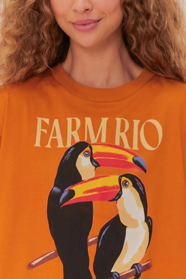 Brown Farm Rio Toucan Organic Cotton Relaxed TShirt Women FARM Rio Tshirts