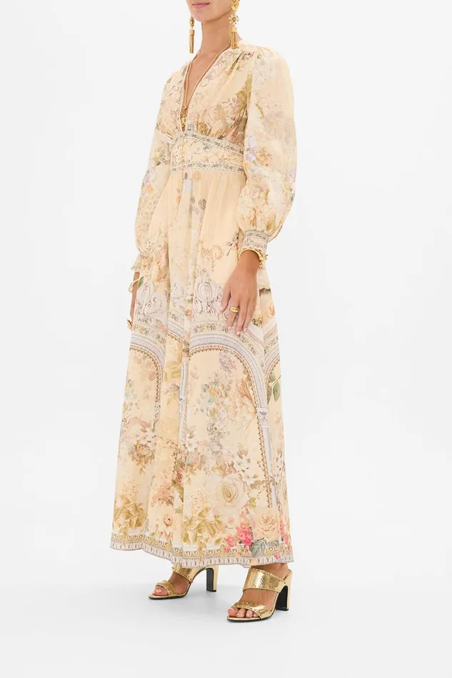 BUTTON DRESS WITH SHAPED WAISTBAND ADORNED IN ANTIQUITY Adorned In Antiquity Womens Camilla Dresses