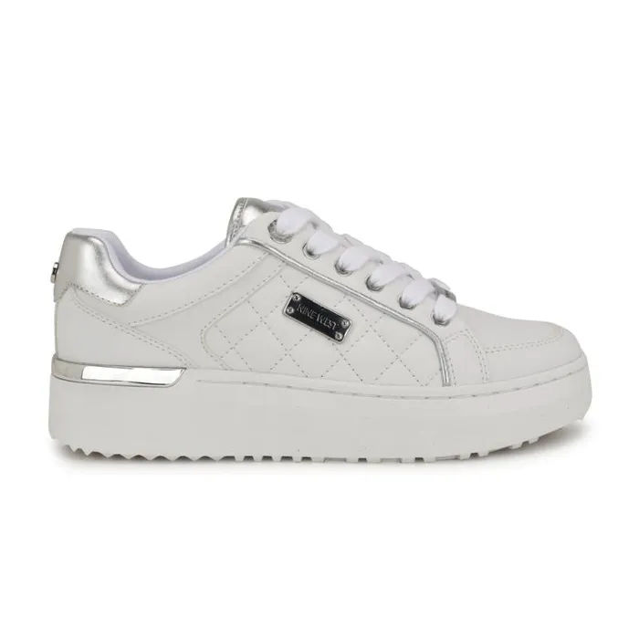 Cafee LaceUp Platform Sneakers Whitesilver Women Nine West Flats