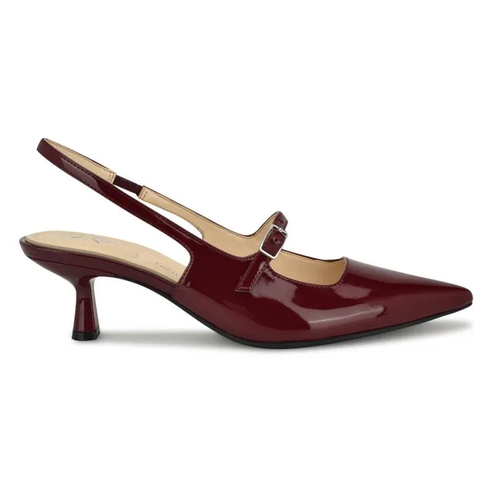 Calun 92159 Mary Jane Slingbacks Red Patent Women Nine West Heels