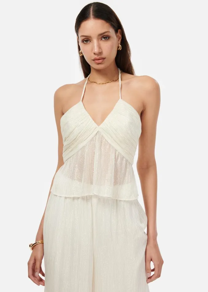 CAMI NYC Camisoles Women Rhea Metallic Chiffon Camisole White