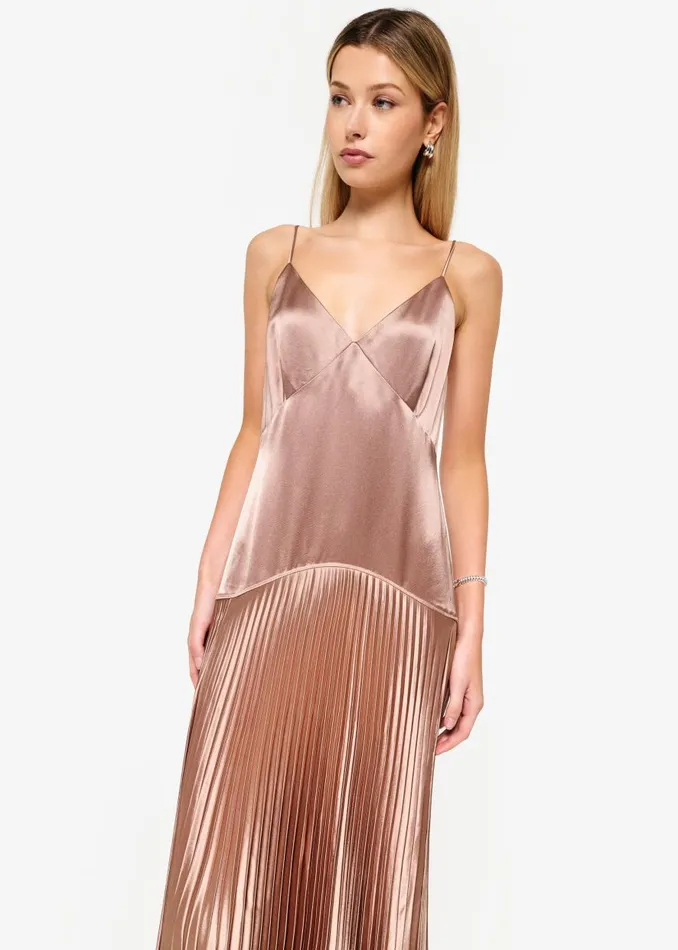 CAMI NYC Dresses Women Jennelyn Pleated Gown Mink