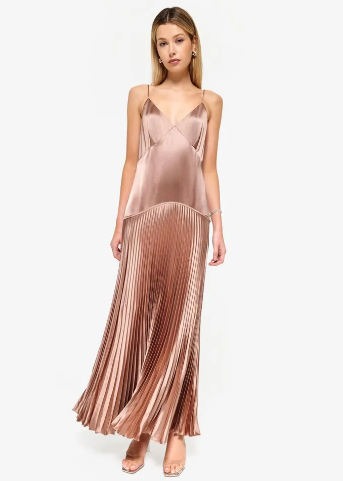 CAMI NYC Dresses Women Jennelyn Pleated Gown Mink