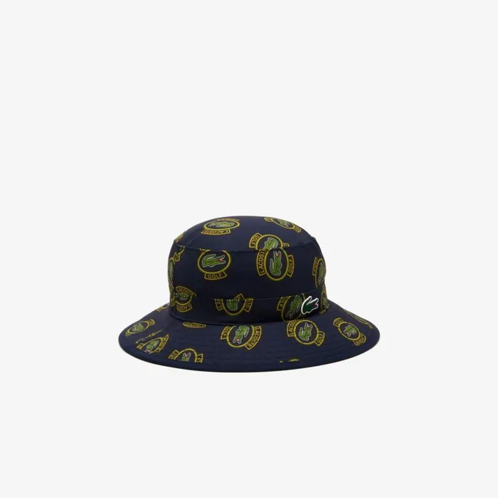 Caps and Hats Men Lacoste Men039s AntiUV Printed Golf Hat Navy Blue Yellow Black Ir0