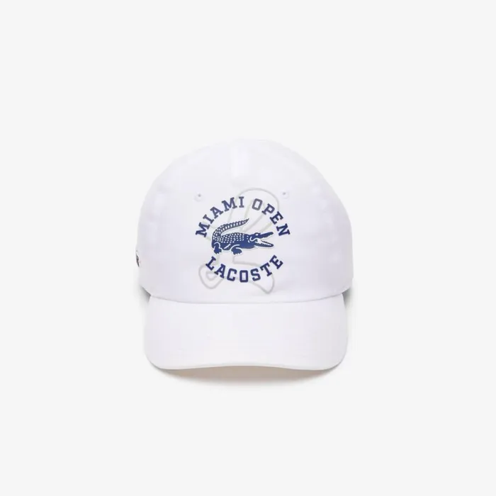 Caps and Hats MenWomen Lacoste Unisex Miami Open Edition Lightweight Tennis Cap White 001