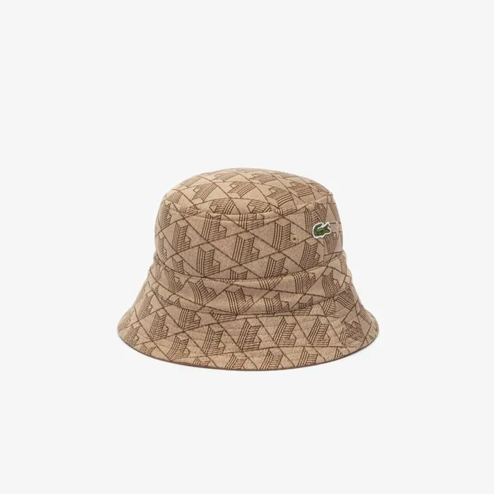 Caps and Hats MenWomen Lacoste Unisex Reversible Signature Monogram Jacquard Bucket Hat Beige Brown Irp Caps and Hats MenWomen Lacoste Unisex Reversible Signature Monogram Jacquard Bucket Hat Beige Brown Irp