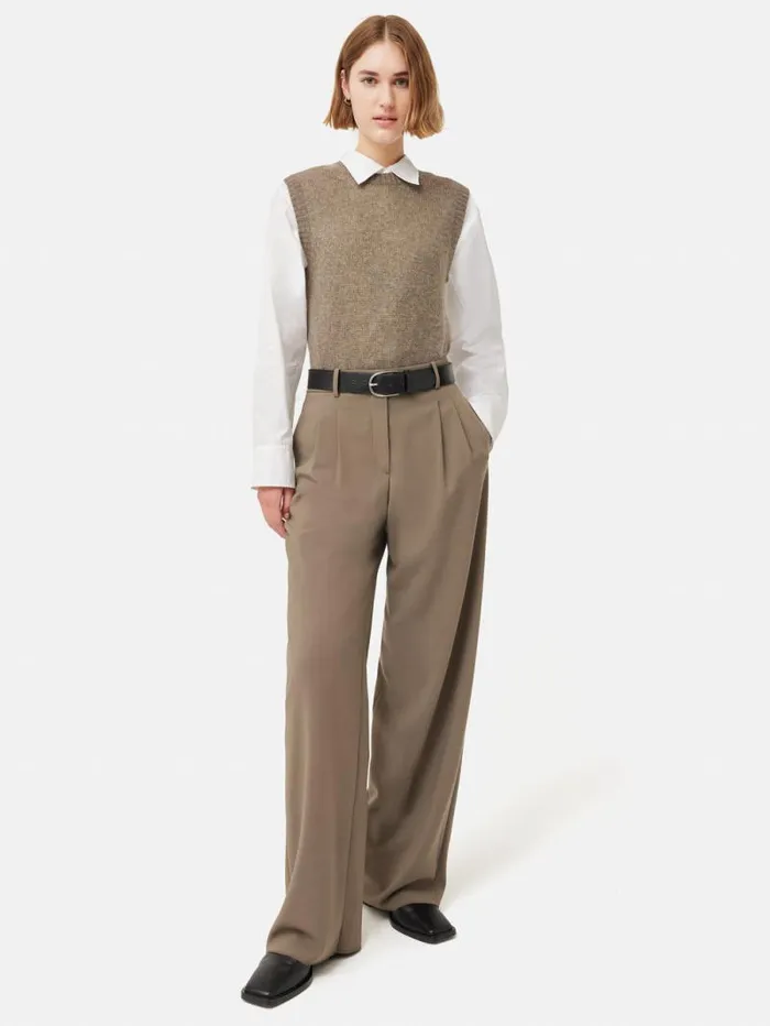 Cashmere Crew Neck Tank Brown Women Jigsaw Knitwear and Cashmere