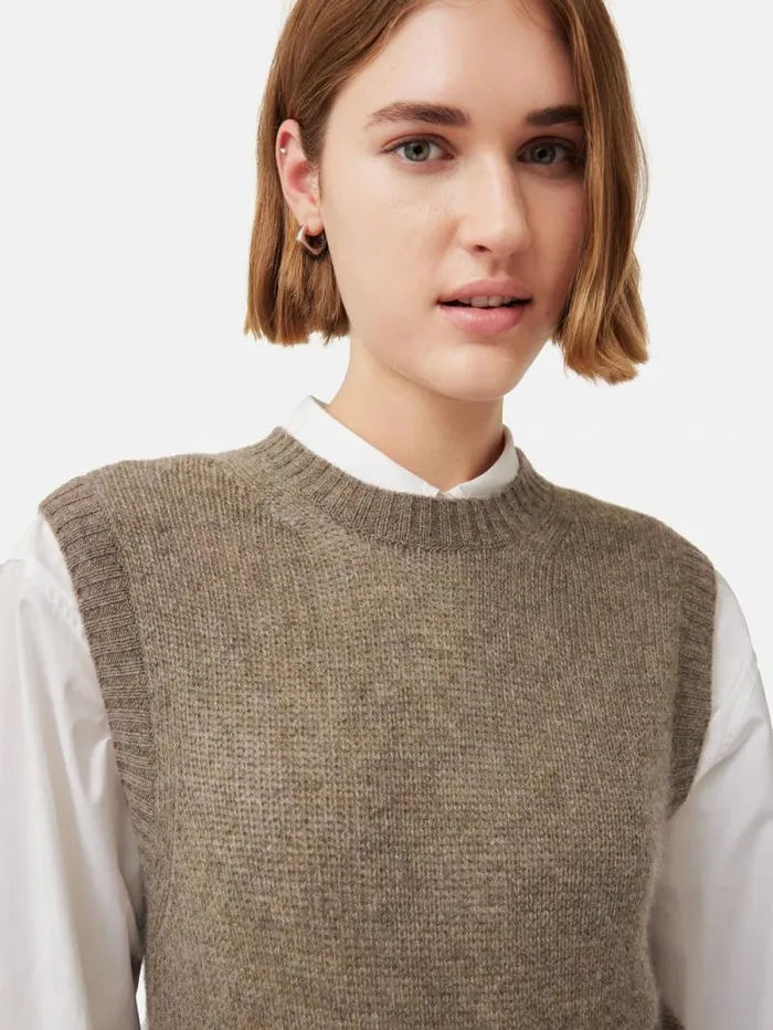 Cashmere Crew Neck Tank Brown Women Jigsaw Knitwear and Cashmere