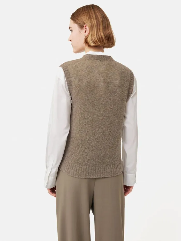 Cashmere Crew Neck Tank Brown Women Jigsaw Knitwear and Cashmere