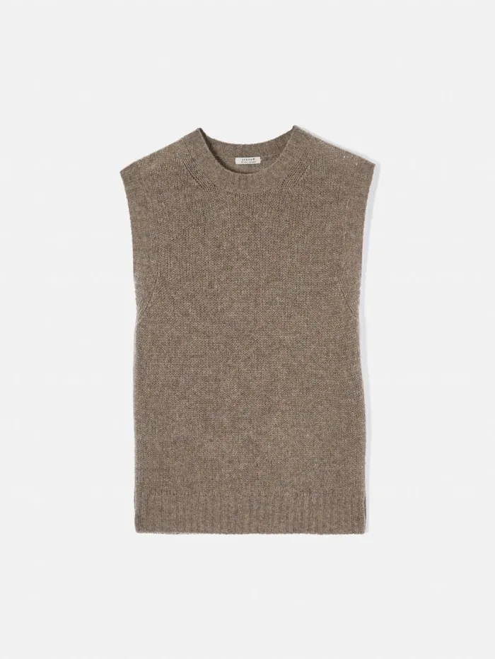 Cashmere Crew Neck Tank Brown Women Jigsaw Knitwear and Cashmere