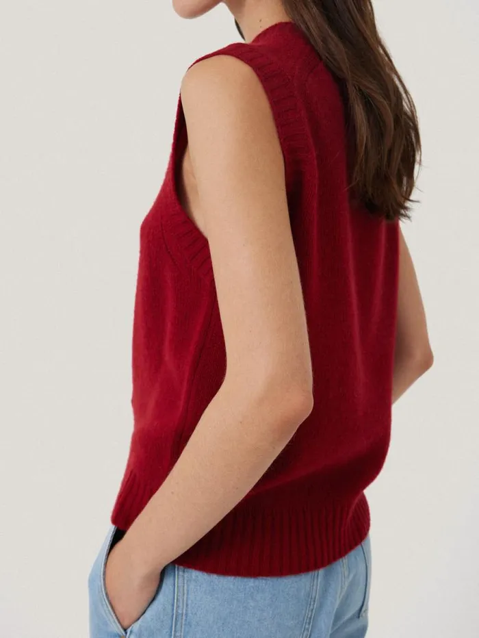 Cashmere Crew Neck Tank Red Women Jigsaw Knitwear and Cashmere