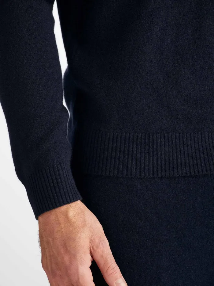 Cashmere Sweaters Men Derek Rose HalfZip Sweater Finley Cashmere Navy