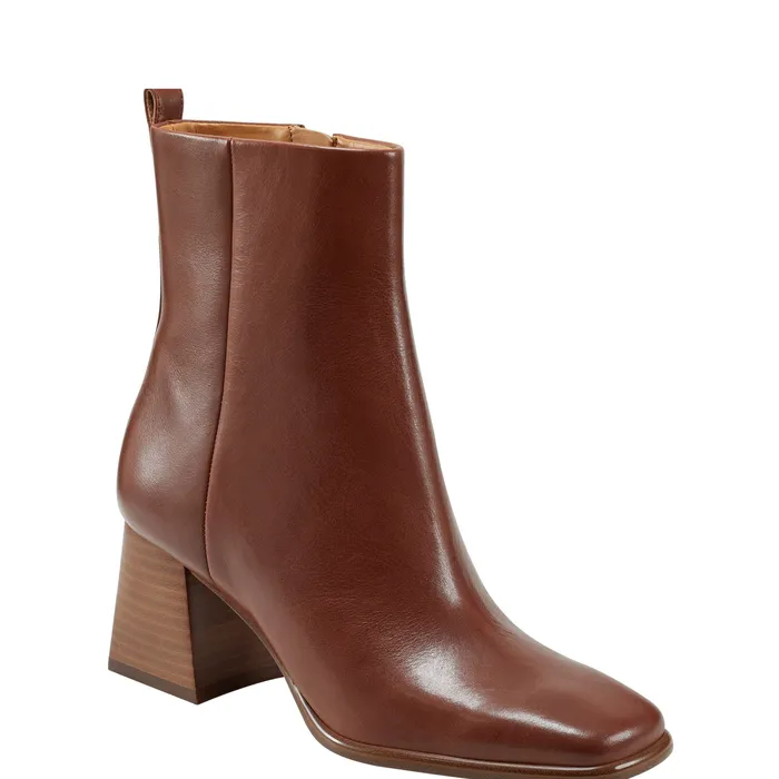 Casual Boots Women Floria Square Toe Bootie Tan Leather Marc Fisher