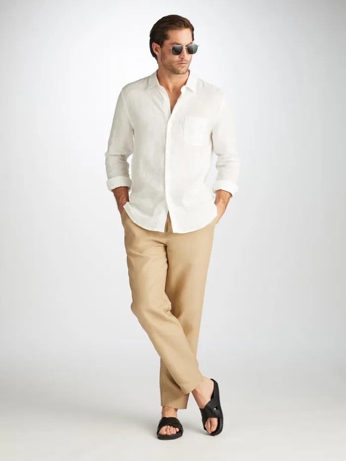 Casual Pants Men Derek Rose Pants Sydney Linen Sand
