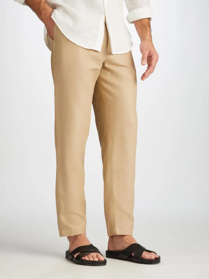 Casual Pants Men Derek Rose Pants Sydney Linen Sand