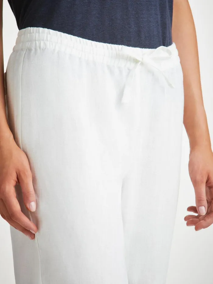 Casual Pants Women Derek Rose Trousers Vienna Linen White