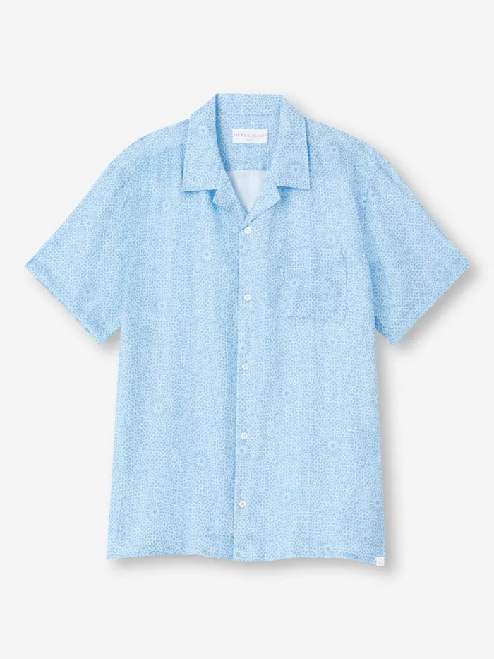 Casual Shirts Men Derek Rose Shirt Milan 23 Linen Blue