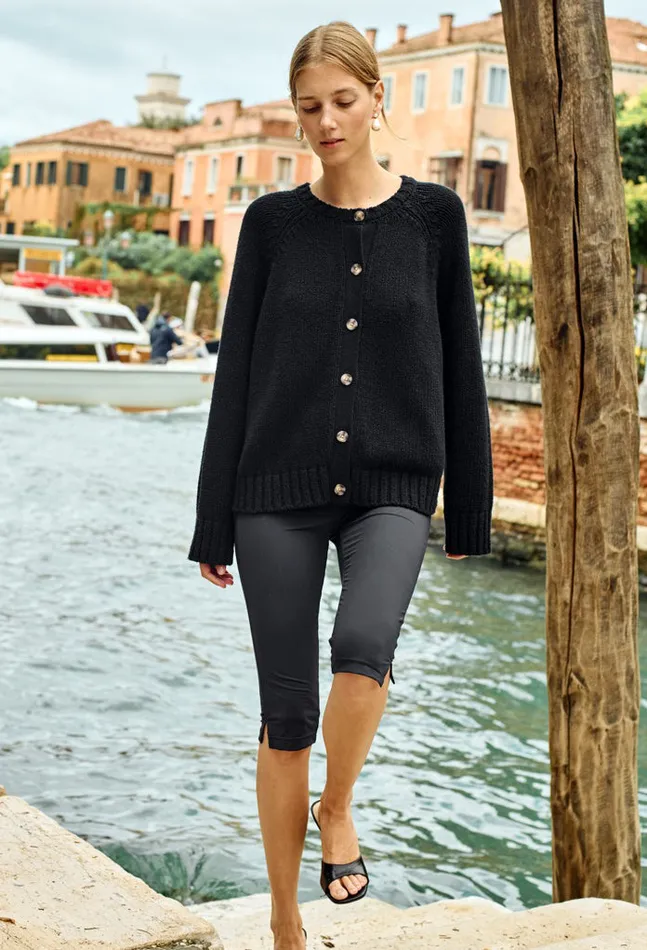 Cecile Black Cotton Cardigan PreOrder Women Ciao Lucia Cardigans