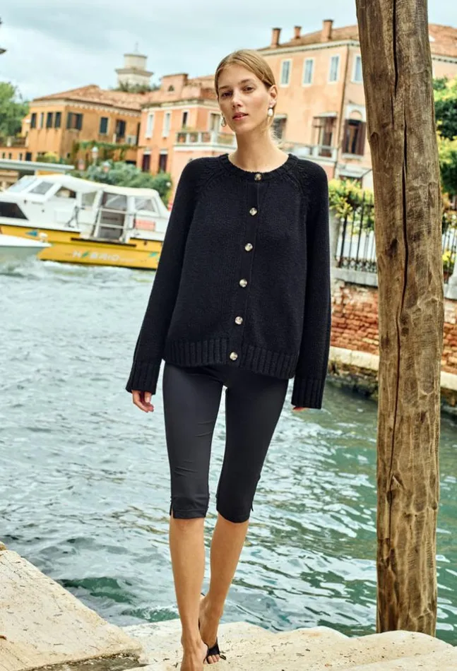Cecile Black Cotton Cardigan PreOrder Women Ciao Lucia Cardigans