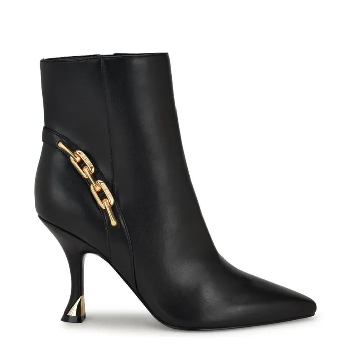 Chaine Pointy Toe Dress Booties Black Smooth Women Nine West Boots and Booties
