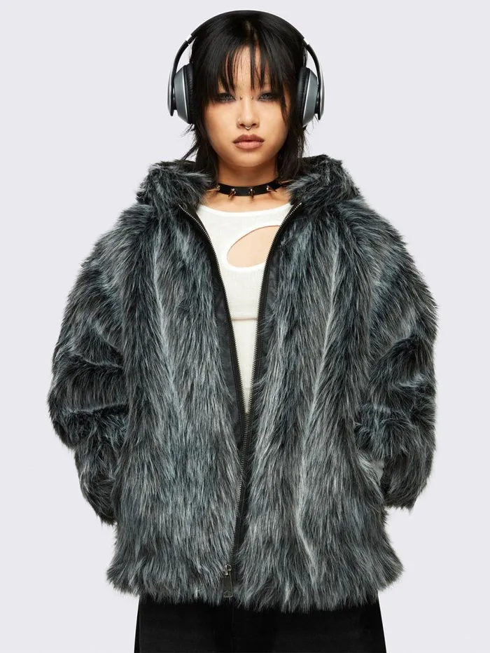 Chrome Faux Fur Jacket Women Minga London Jackets