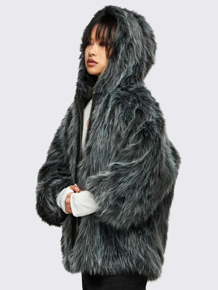 Chrome Faux Fur Jacket Women Minga London Jackets