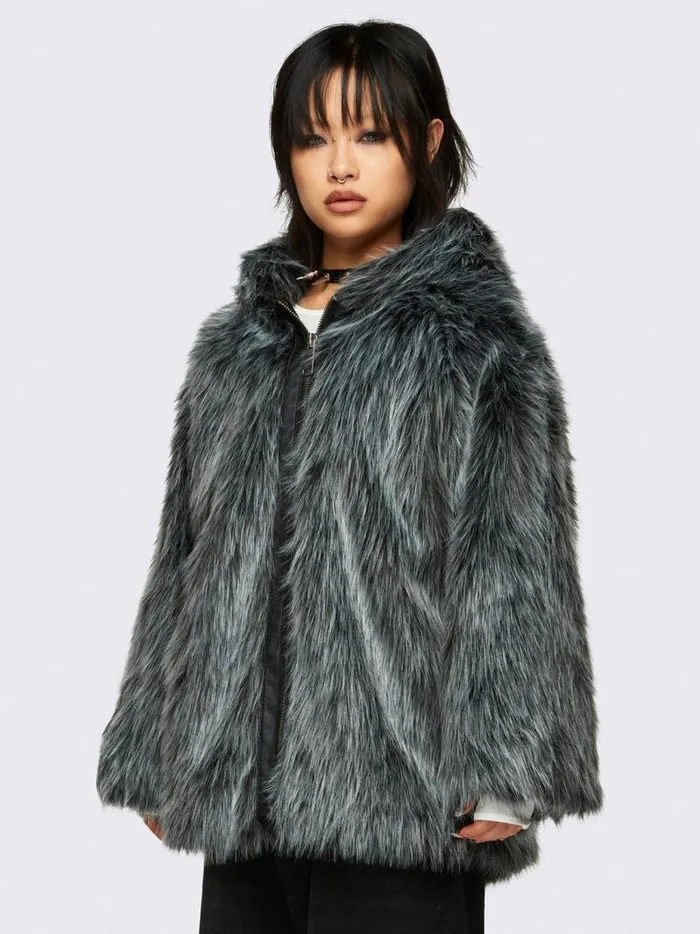 Chrome Faux Fur Jacket Women Minga London Jackets