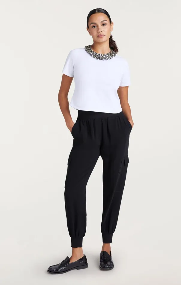 Cinq Sept Chunky Necklace Shrunken Tee White Women Tees