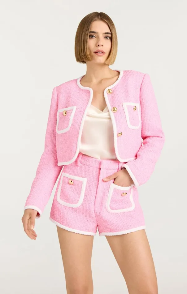 Cinq Sept Contrast Auden Jacket Flamingowhite Women Jackets