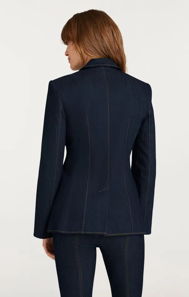 Cinq Sept Crystal Denim Bow Cheyenne Blazer Indigo Women Blazers