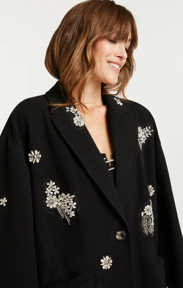 Cinq Sept Crystal Ivy Gravis Coat Black Women Jackets