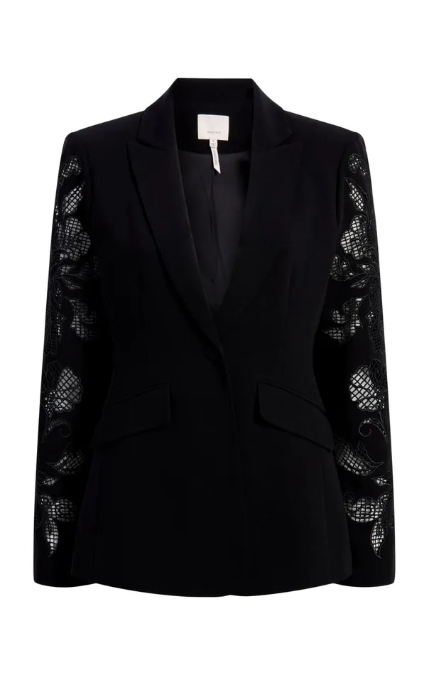 Cinq Sept Cutout Paisley Embellished Cheyenne Blazer Black Women Blazers