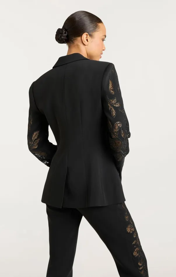 Cinq Sept Cutout Paisley Embellished Cheyenne Blazer Black Women Blazers