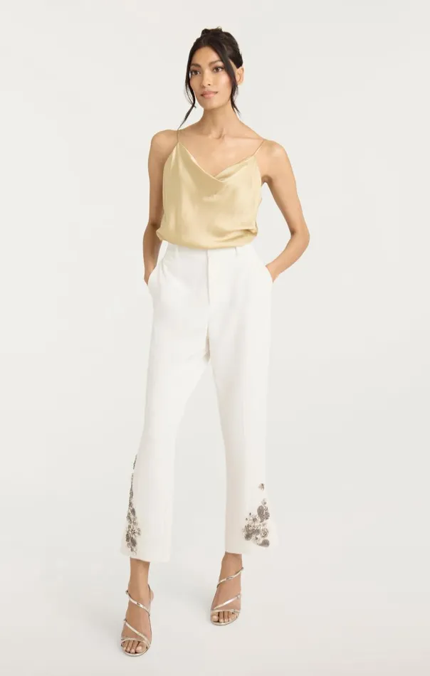 Cinq Sept Diamond Daisies Cropped Kerry Pant Ivorysmoke Women Pants