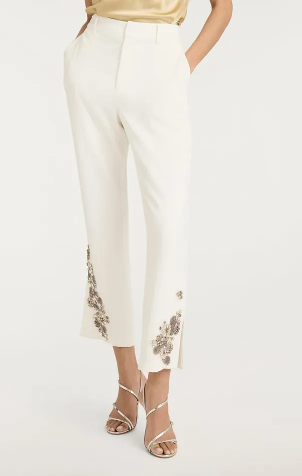 Cinq Sept Diamond Daisies Cropped Kerry Pant Ivorysmoke Women Pants