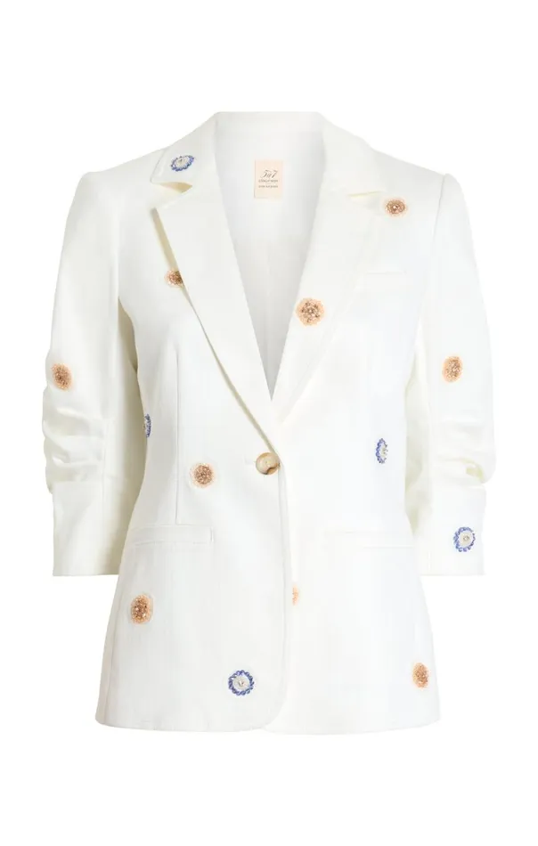 Cinq Sept Ditsy Dots Denim Khloe Blazer White Women Blazers