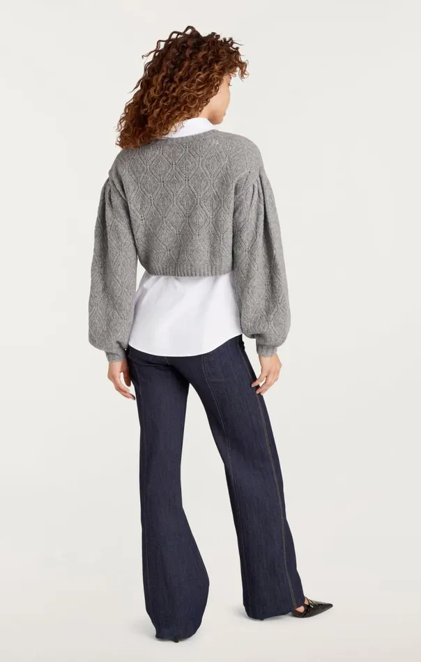 Cinq Sept Landry Pullover Heathergreywhite Women Long Sleeve Tops