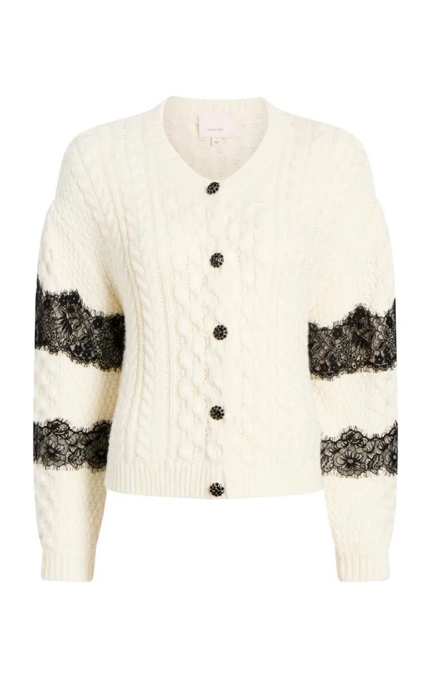 Cinq Sept Louise Cardigan Ivoryblack Women Sweaters and Knits