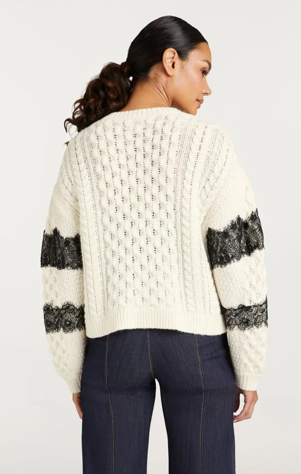 Cinq Sept Louise Cardigan Ivoryblack Women Sweaters and Knits
