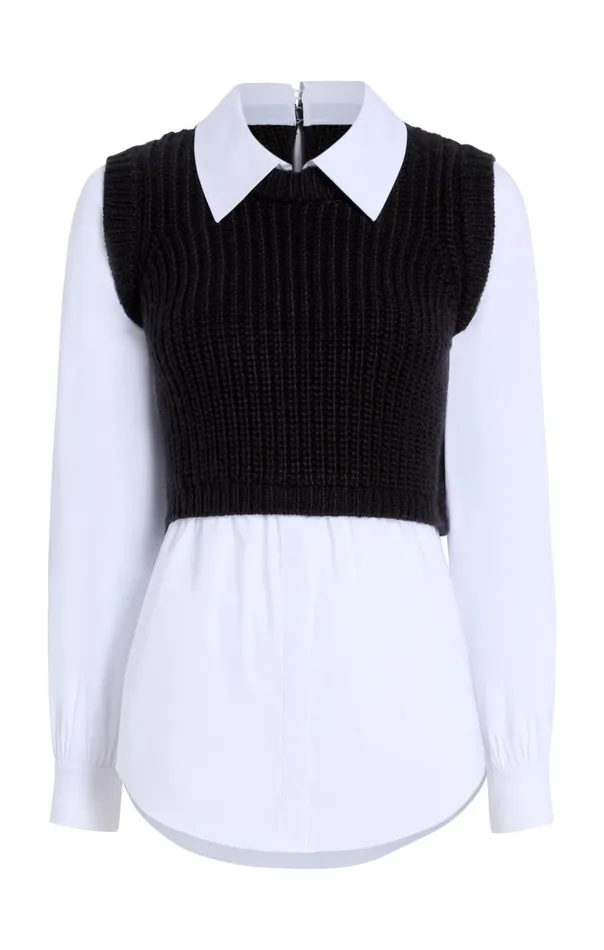 Cinq Sept Mara Shaker Pullover Black Women Long Sleeve Tops