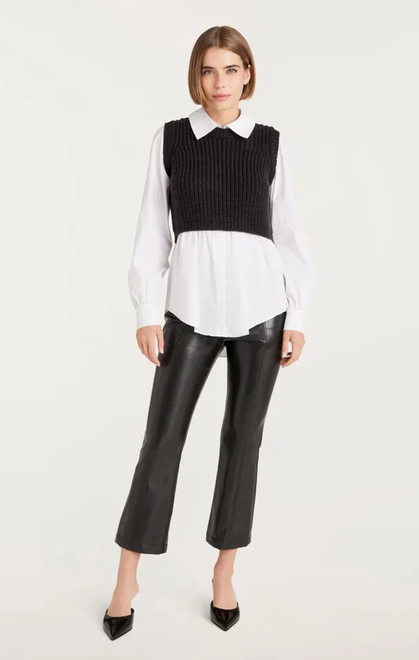Cinq Sept Mara Shaker Pullover Black Women Long Sleeve Tops