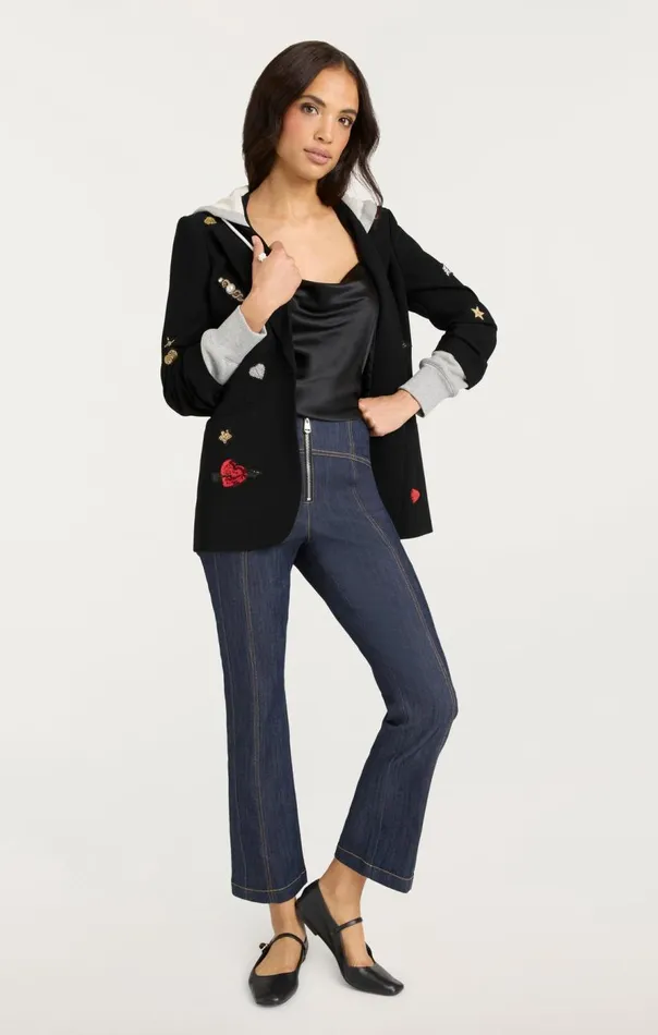 Cinq Sept Nebula Embellished Hooded Khloe Blazer Blackmulti Women Blazers