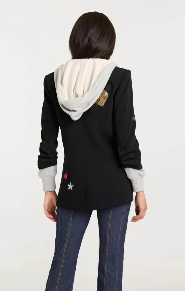Cinq Sept Nebula Embellished Hooded Khloe Blazer Blackmulti Women Blazers