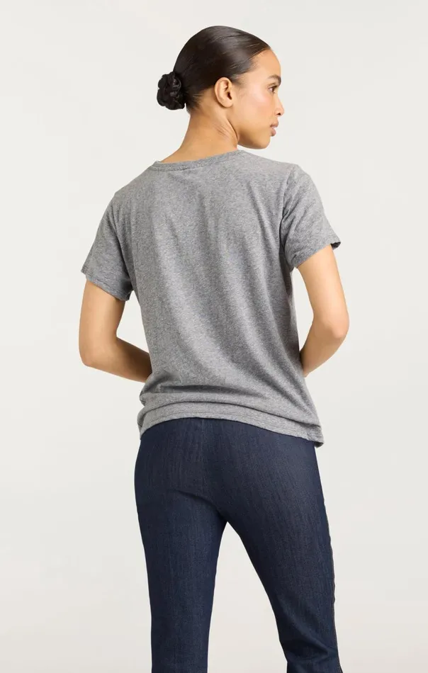 Cinq Sept Pop Up Bonjour Shrunken Tee Heathergreyblack Women Tees