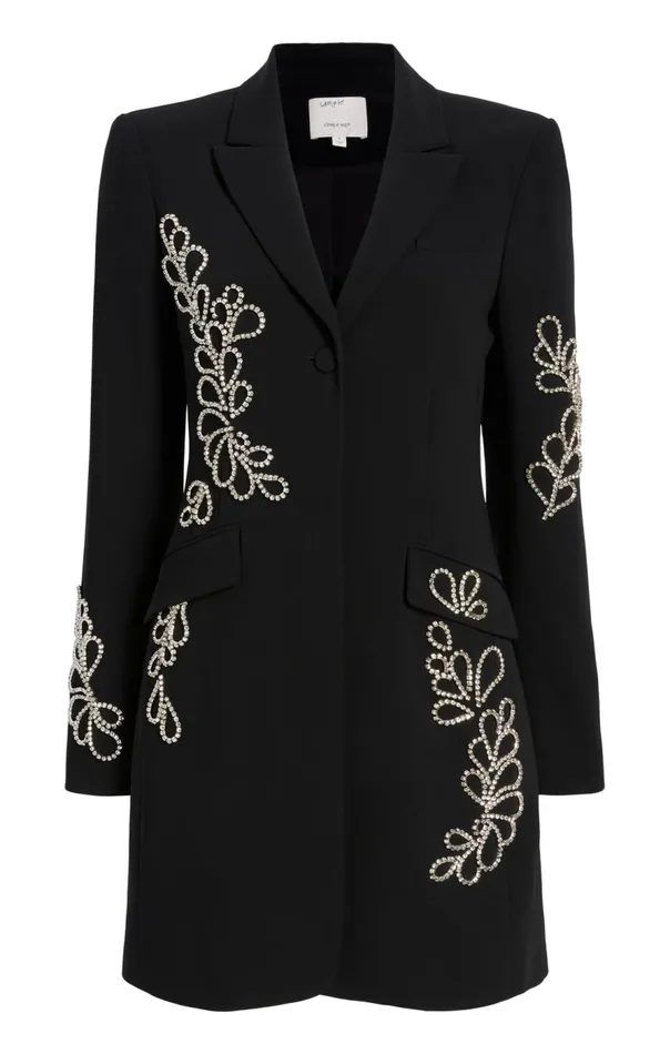 Cinq Sept Rhinestone Paisley Long Sleeve Joel Dress Black Women Mini