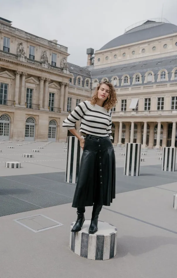 Cinq Sept Striped Keren Pullover Ivoryblack Women Long Sleeve Tops
