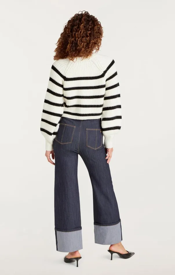 Cinq Sept Striped Keren Pullover Ivoryblack Women Long Sleeve Tops