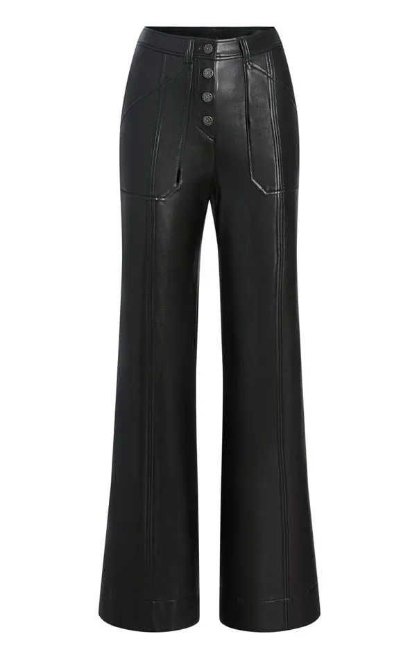 Cinq Sept Vegan Leather Long Benji Pant Black Women Pants